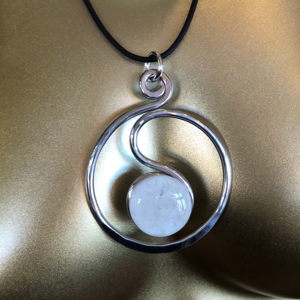 Aluminum recycled pendant with cord necklace
